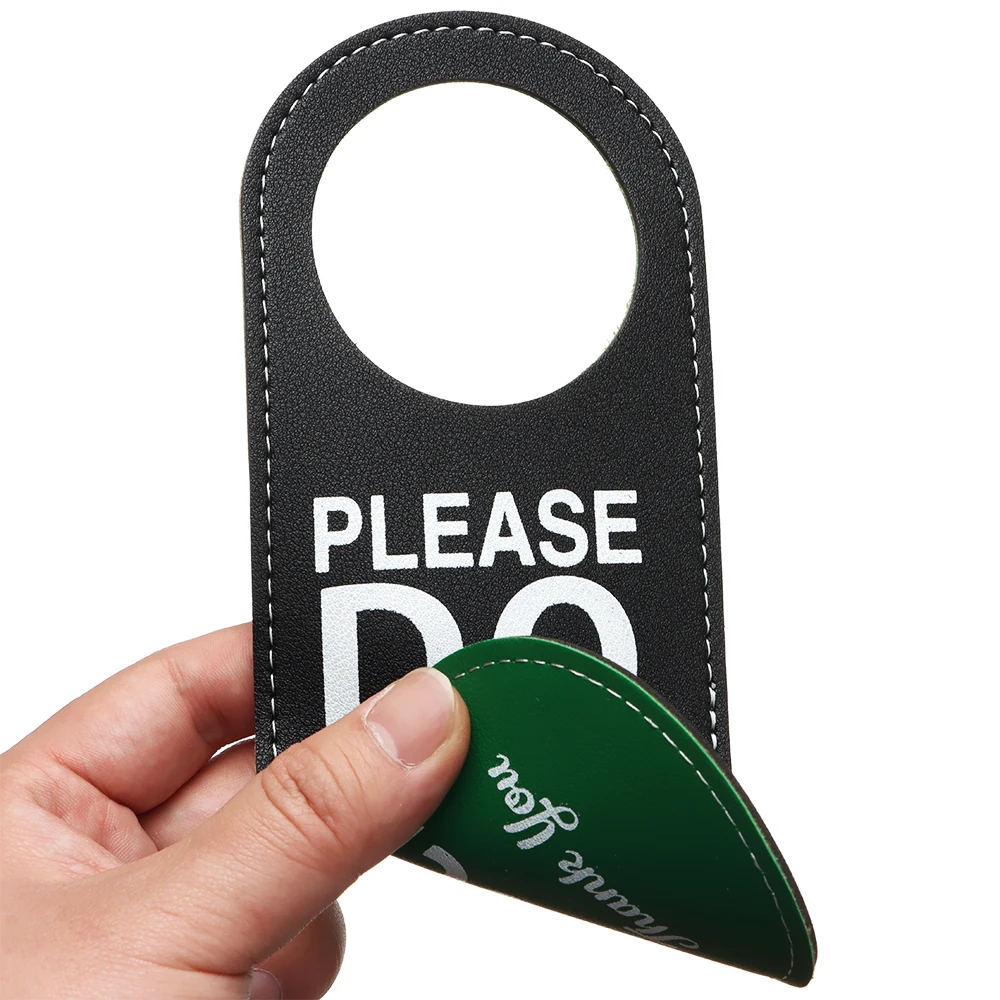 Leather Do Not Disturb Tips Tag Double-sided Door Hanger Tags Cleaning Label Door Knobs Hanger Pendant Hotel Bulletin Board