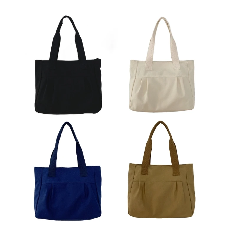 

Versatile Large Capacity Canvas Handbag Stylish Zippered Tote Shoulder Bag for Everyday Use