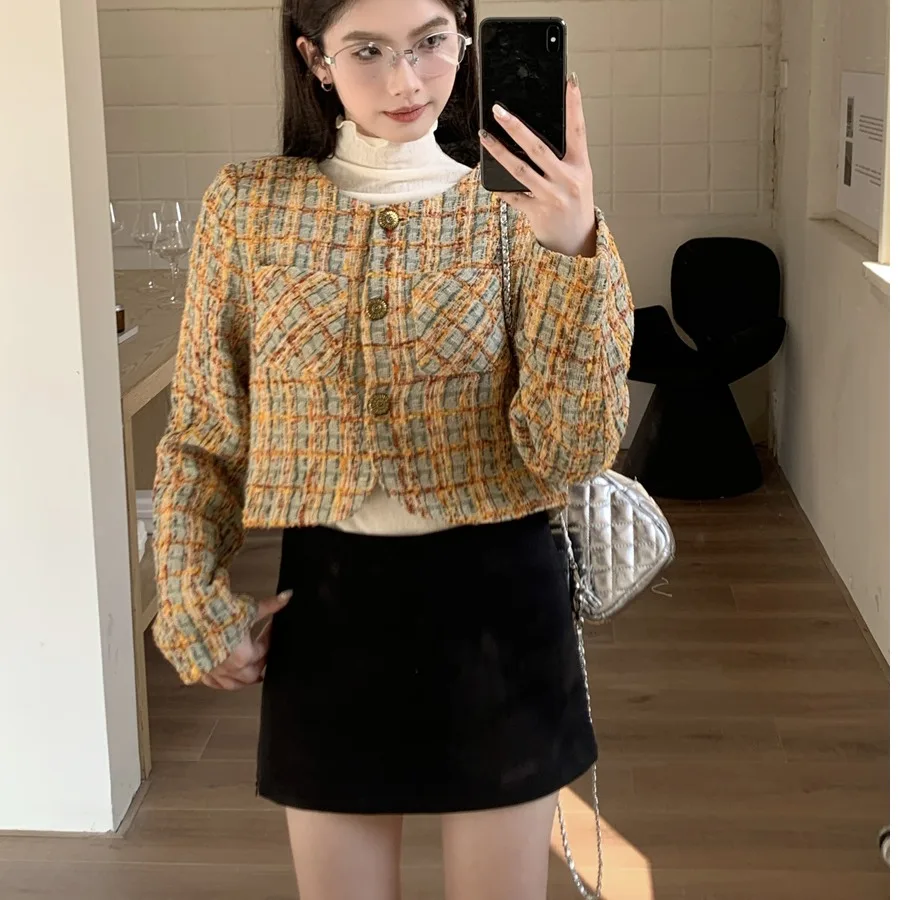 

Chic ort Coat for Women Autumn Winter Design Luxury Lady Sle Heavy Woolen Slimming Top Button Closure Long Sve Jaet