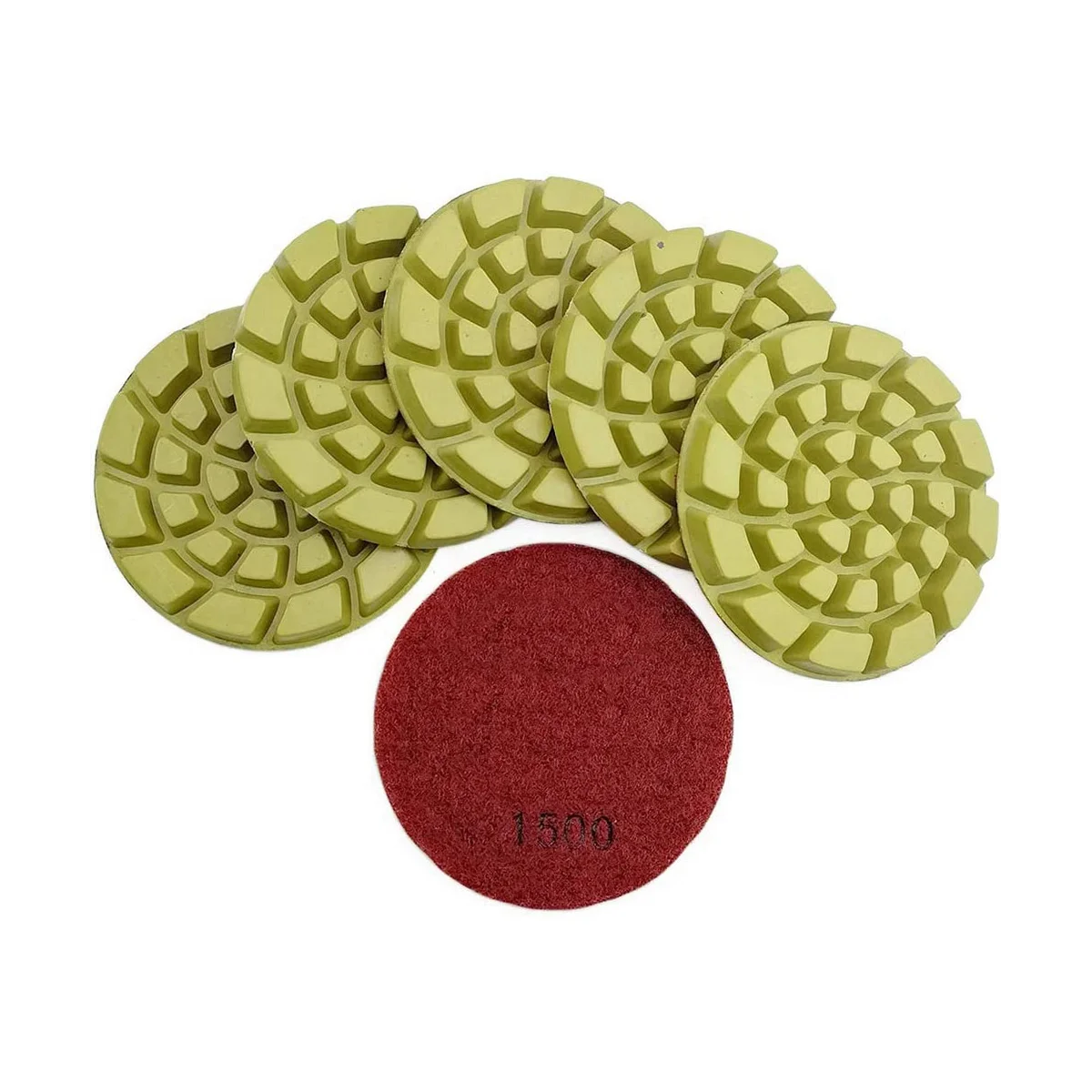 

6 PCS Diamond Floor Polishing Pads Resin Bond Terrazzo Floor Diameter 4 Inch, 1500 Grit