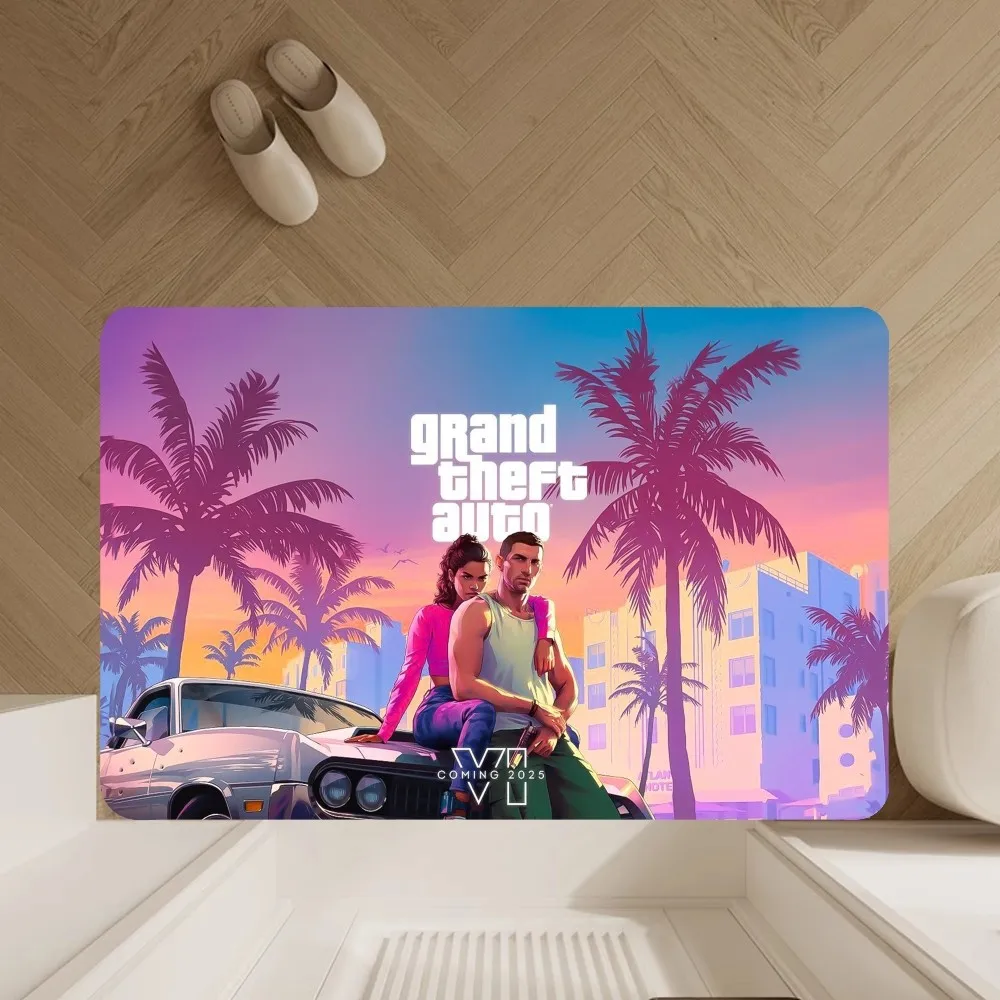 Grand T-Theft Auto GTA  Floor Mat Floor Mat Anti-Slip Bathroom Kitchen Bedroom Living Room Entrance Rug Home Decor