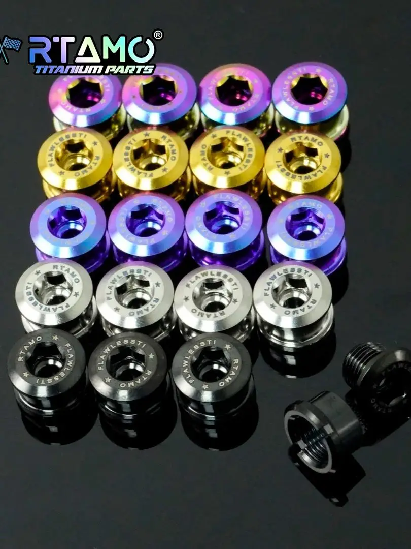 AliExpress RTAMO 4pcs Gr5 Titanium Chainring Bolts 4.5/6.5mm Crank Chain Ring Screw For MTB BMX Road Bike SingleChainwheel Bolt