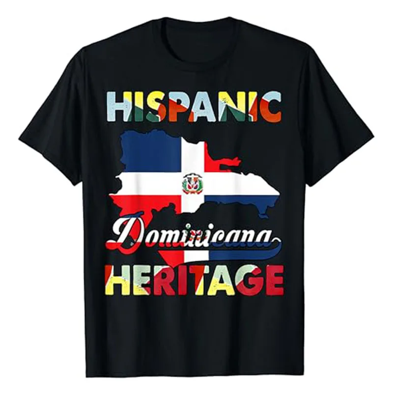 

Hispanic Heritage Month Dominican Republic Flag Dominicana T-Shirt Proud Heritage Traditional Cuba Dominican Patriotic Pride Tee