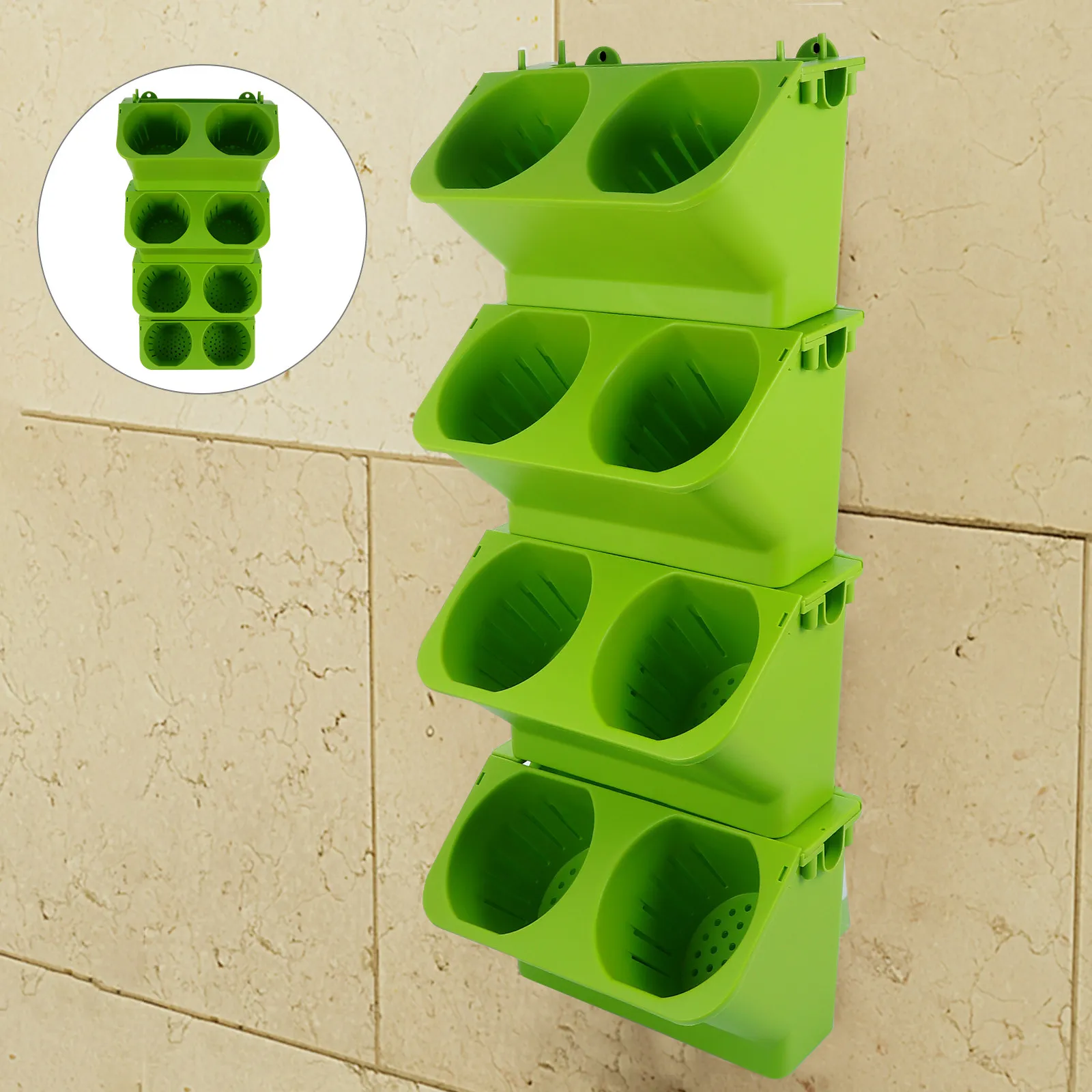 4Pcs Vertical Wall Planter Set Self Watering 2- Background Wall Pot for Indoor Outdoor Plants Green Garden Decor view 2