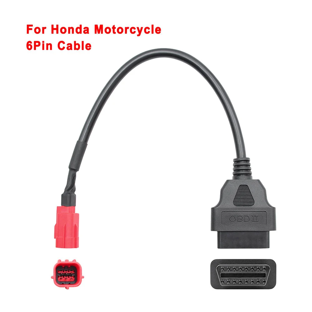 6 Pin to OBD2 Diagnostic Adapter Cable for Honda/Yamaha Motorcycle Engine Fault Diagnosis and Connector Fault Code Detector