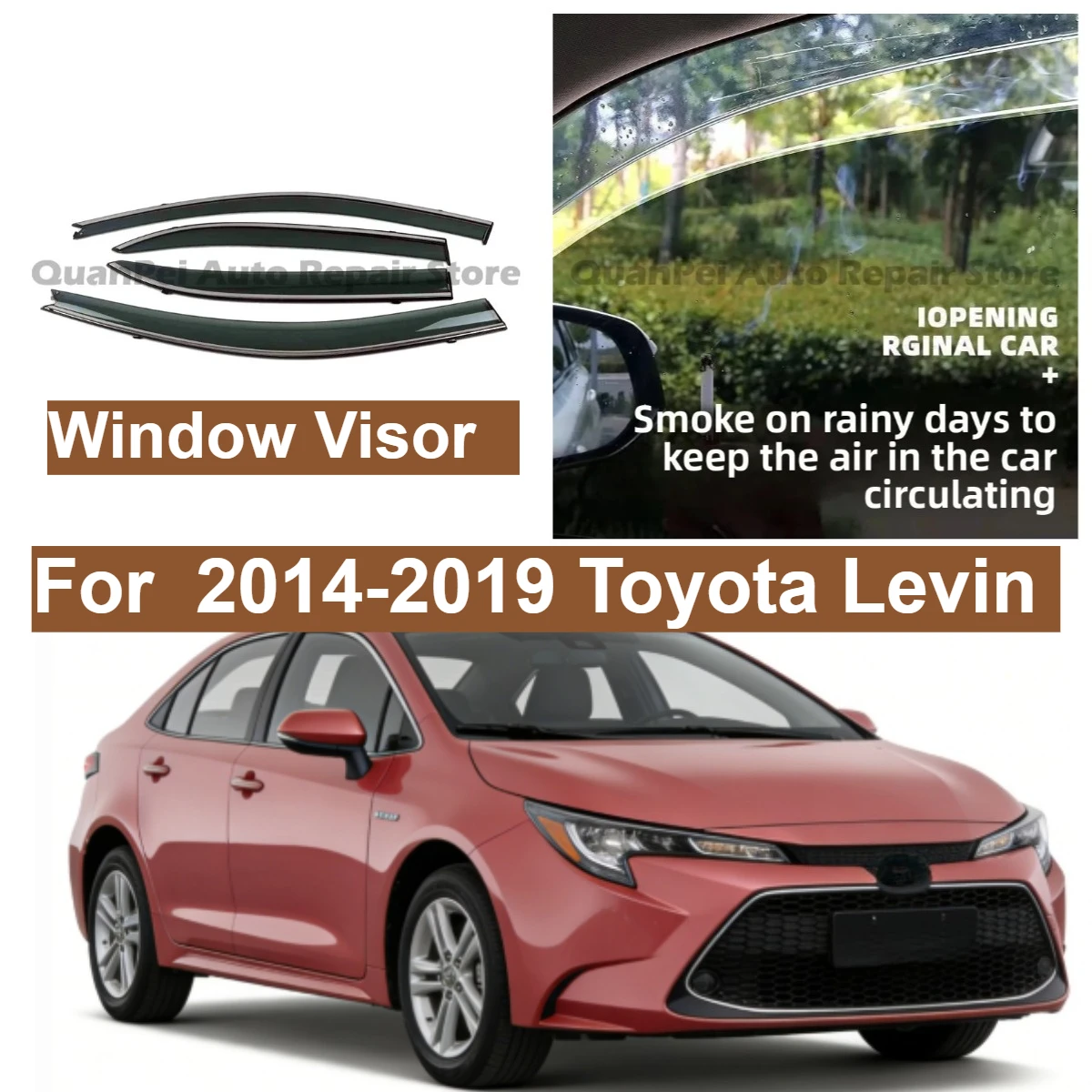 For Toyota Levin 2014–2019 Rain Shield Door Visor Window Deflector Eyebrow Rain Guard