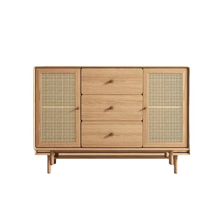 

Nordic wabi-sandy wind rattan dining side cabinet modern simple wood grain locker living room against the wall multi-layer soli