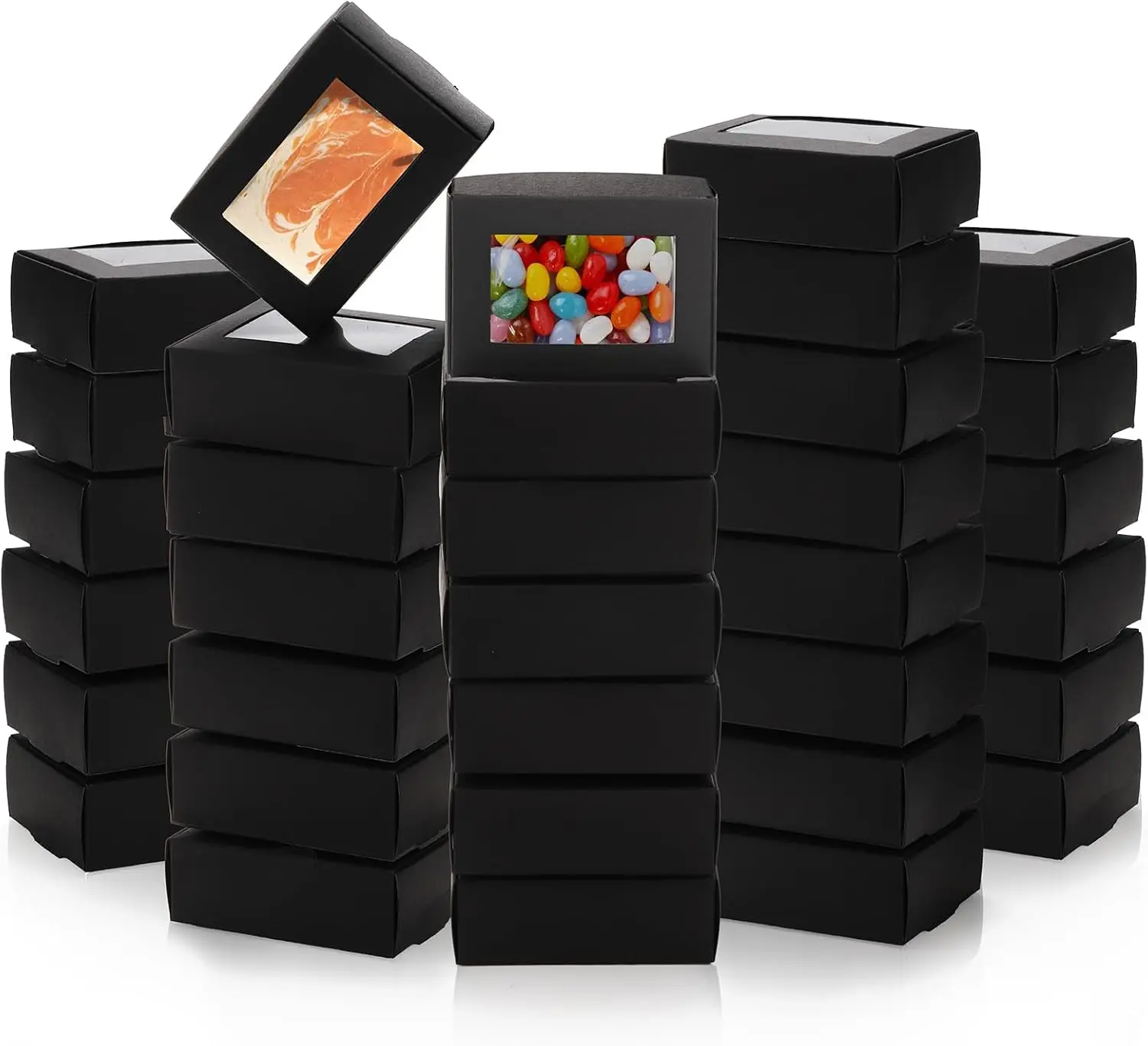 

Набор из 100 крафтовых коробок для мыла с окном, прочные подарочные коробки для конфет, мини-коробки для угощений для выпечки, упаковки, ювелирных изделий, свадебных подарков