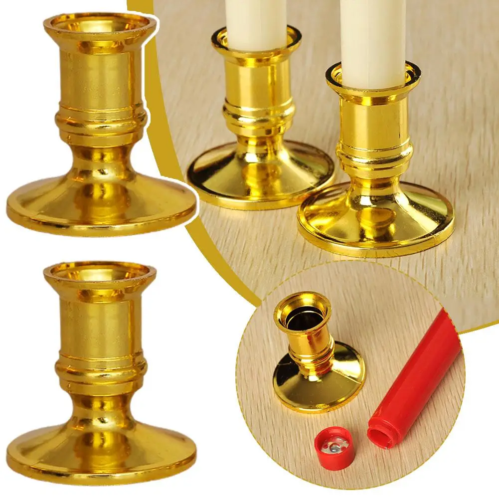 2pcs Traditional Shape Taper Standard Plastic Candle Holders Candlestick Wedding Dinner Decor for Electronic Candles For Party