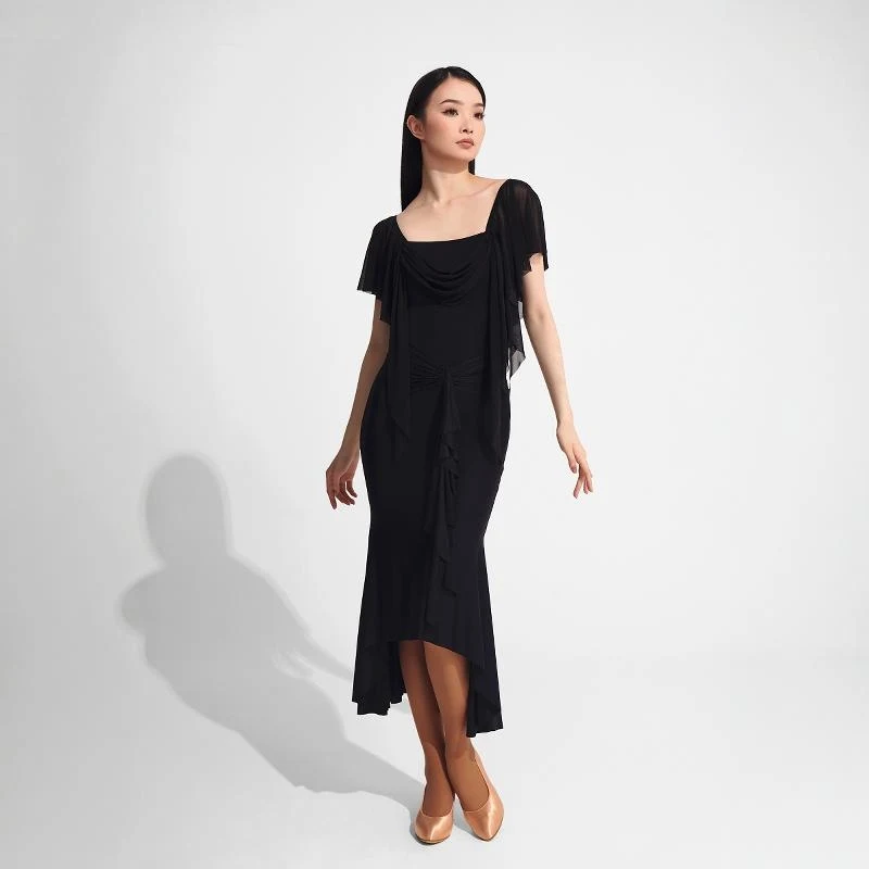 

Female Modern Dancing Clothes Adults Ballroom Dance Competiton Dresses Women Black Latin Dance Costume Stage Wear SL11805