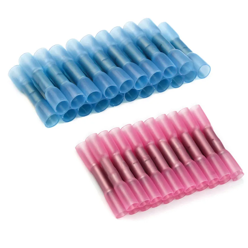 

10/20/50 шт. термоусадочные соединители, изолированные водонепроницаемые обжимные клеммы, уплотнение, стыковый разъем электрического провода 22-18 AWG