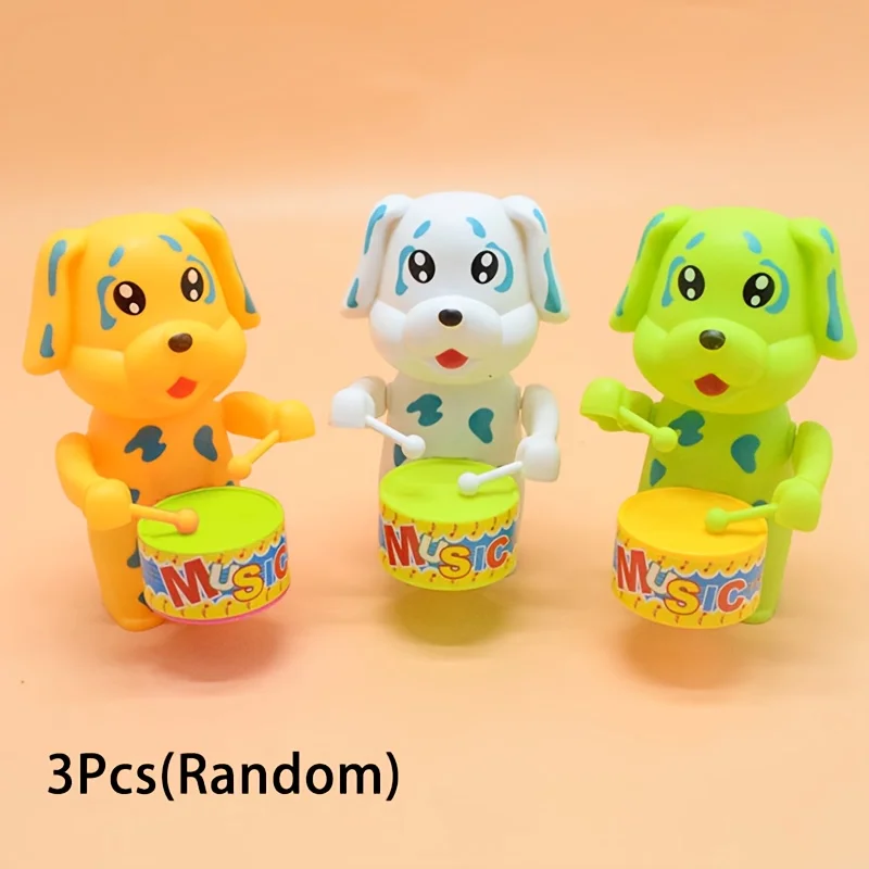 1 SZT. Urocza zabawka nakręcana z motywem królika, psa, słonia, grająca na bębenie, zabawka edukacyjna nakręcana na kluczek, prezent dla dziecka, zabawki nakręcane dla dzieci