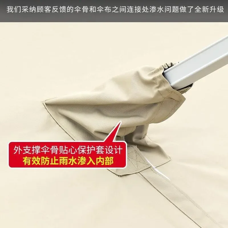 Large Square Roman Patio Umbrella with LED Light Bar Heavy Duty Outdoor Sunshade for Garden Villa Terrace Courtyard