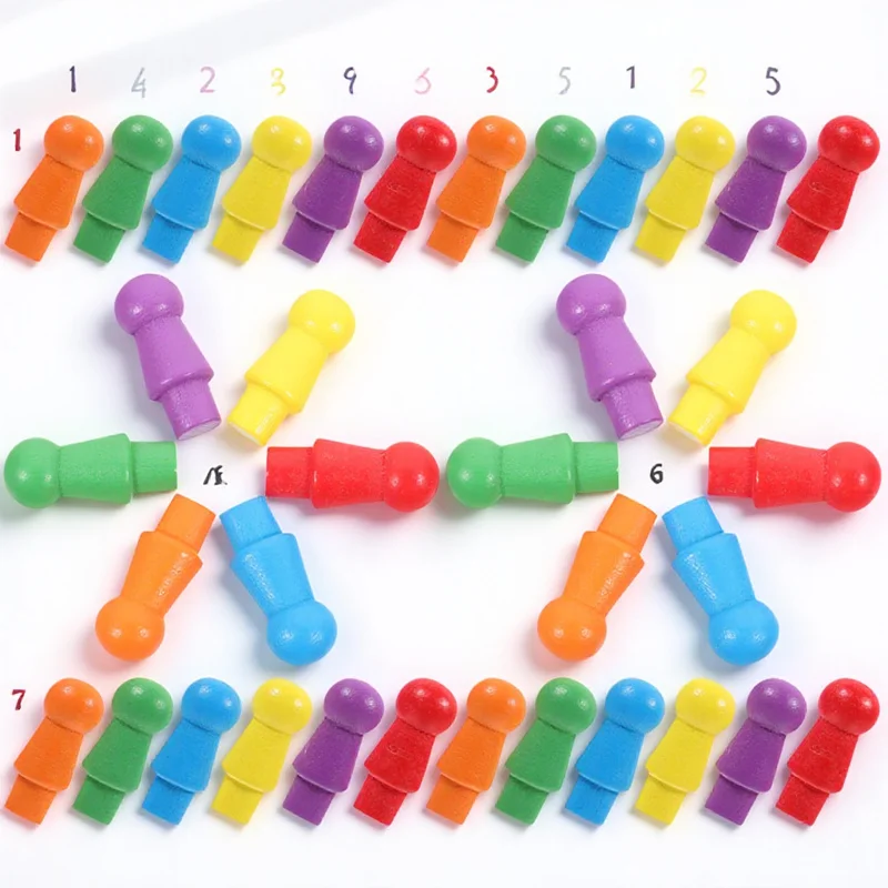 120 قطعة بيادق خشبية متعددة الألوان براعة دقيقة لألعاب الطاولة والاستراتيجية قطعة شطرنج للأطفال مجموعة شطرنج أوتاد اللعب #1