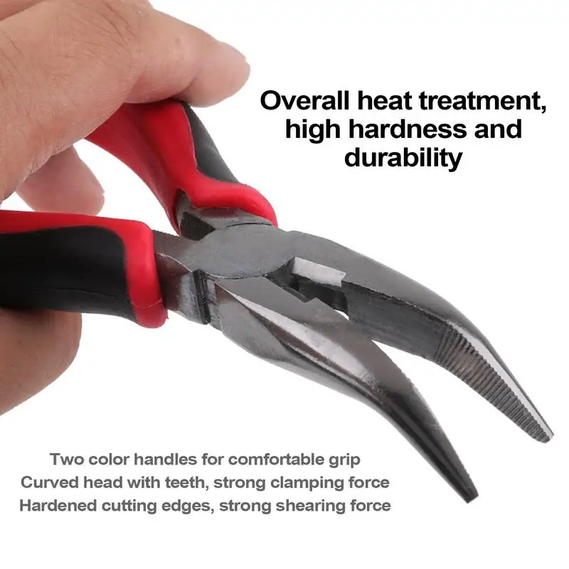 Rustproof Curved Nose Pliers 6 Inch Needle Nose Pliers Wire Cutting Pliers Stripping Tools Hardware Handmade Accessories