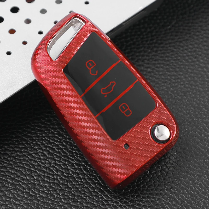 TPU Carbon Fiber Car Key Case Cover for VW Volkswagen Golf 7 MK7 Tiguan MK2 for SEAT Ateca Leon FR 2 Ibiza for Skoda Octavia A7