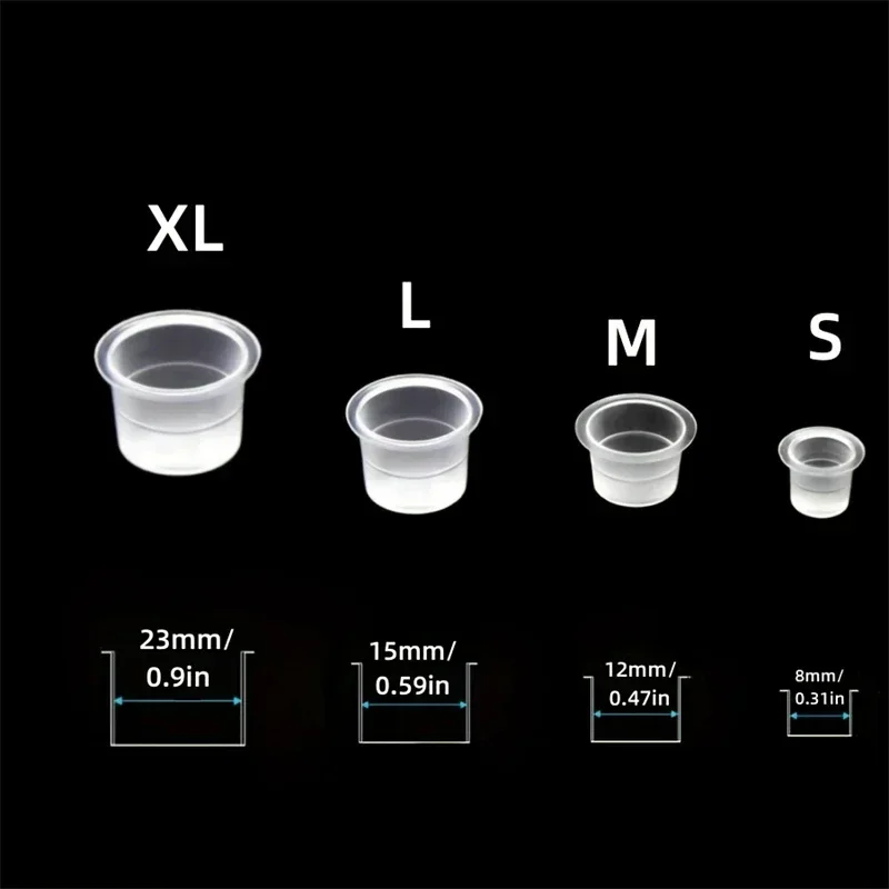 100pcs Disposable Tattoo Ink Cups Plastic Pigment Clear Holder Container for Permanent Makeup Microblading Supplies