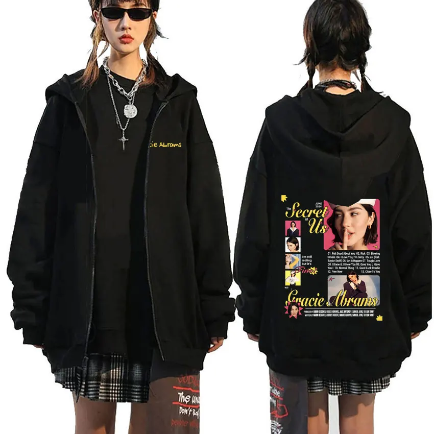 

Gracie Abrams The Secret of Us New Album Graphic Zipper Hoodie Unisex Vintage Zip Up Hoodies Men Women Fashion Oversized Jacket