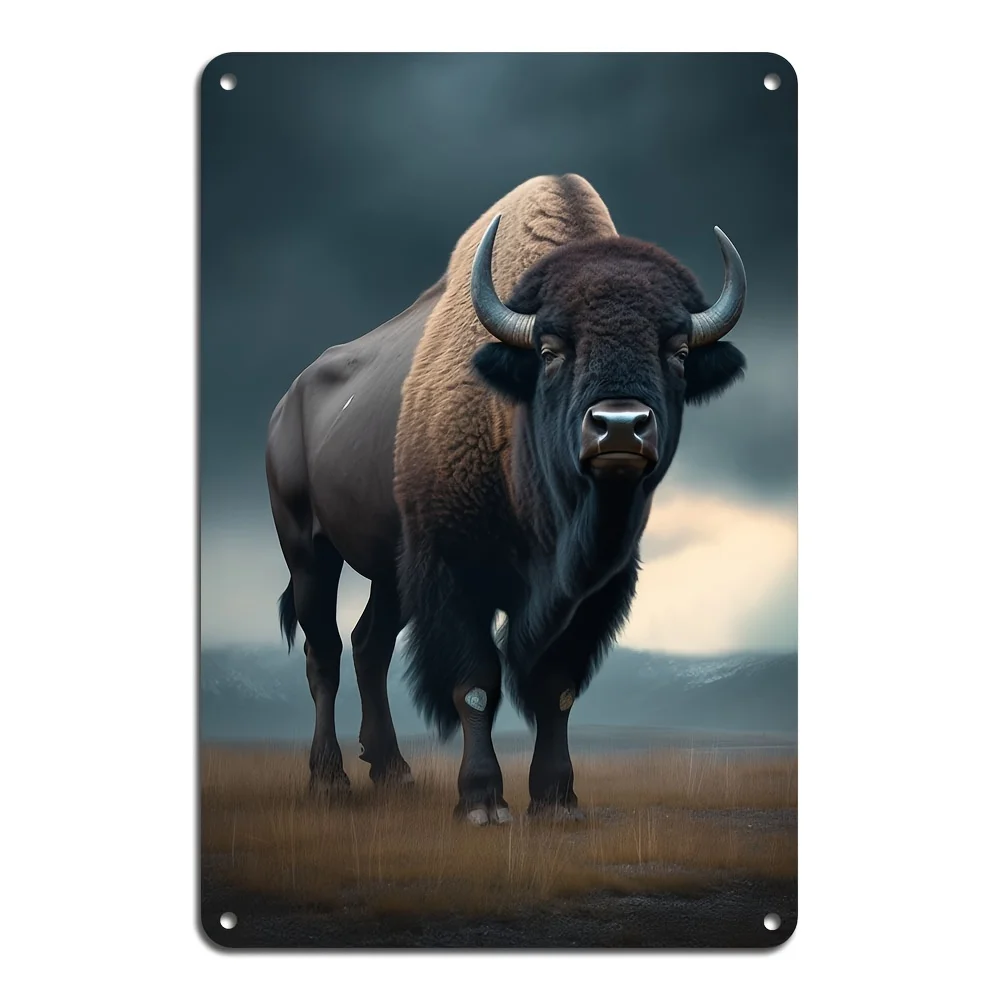 American Bison Cast Iron Metal Logo 8x12 Inches Vintage Wall Art Durable Home and Bar Decor