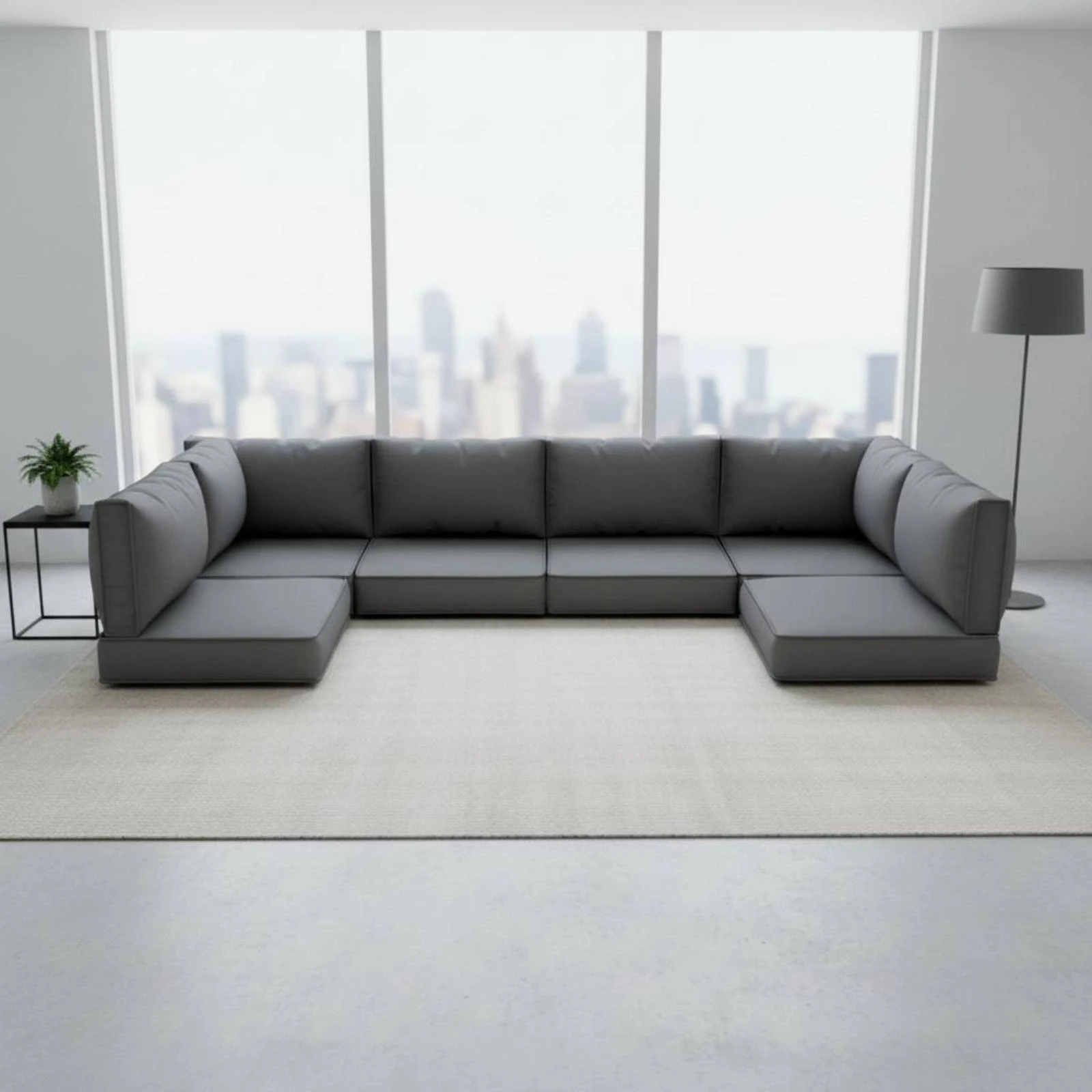 7 Pieces 7-Piece Sofa Cushion Set High-Resilience Sponge Dark Gray Sofa Cushions for Living Room - view 2