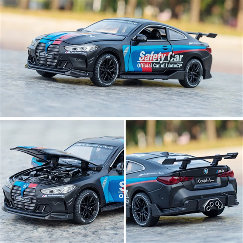 سيارة سباق من خليط معدني طراز BMW M4 ، 1:32 ، سيارة دييكاست ولعبة ، نموذج سيارة رياضية معدني ، مجموعة صوت وضوء ، هدية لعبة