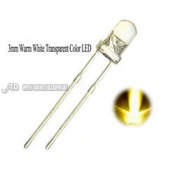 100 stücke Klare Linse LED 3mm Warm Weiß Runde Top Transparent Ultra Helle 3mm LED Licht Emittierende Diode lampe