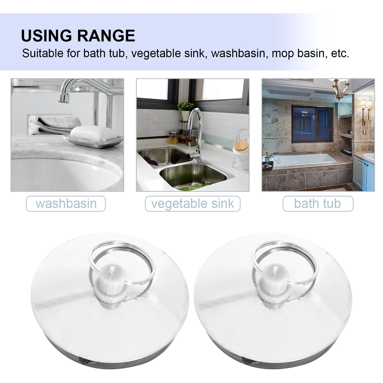 

3pcs Sink Stopper Plug Thickened Stainless Steel Durable Bathroom Kitchen Bathtub Drainage Covers Rubber Plugs Accessories