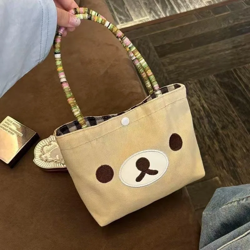 

Kawaii Rilakkuma Cute Handbag Girlish Heart High Beauty Handbag Portable Outdoor Cartoon Storage Bag Wholesale Women Accessories