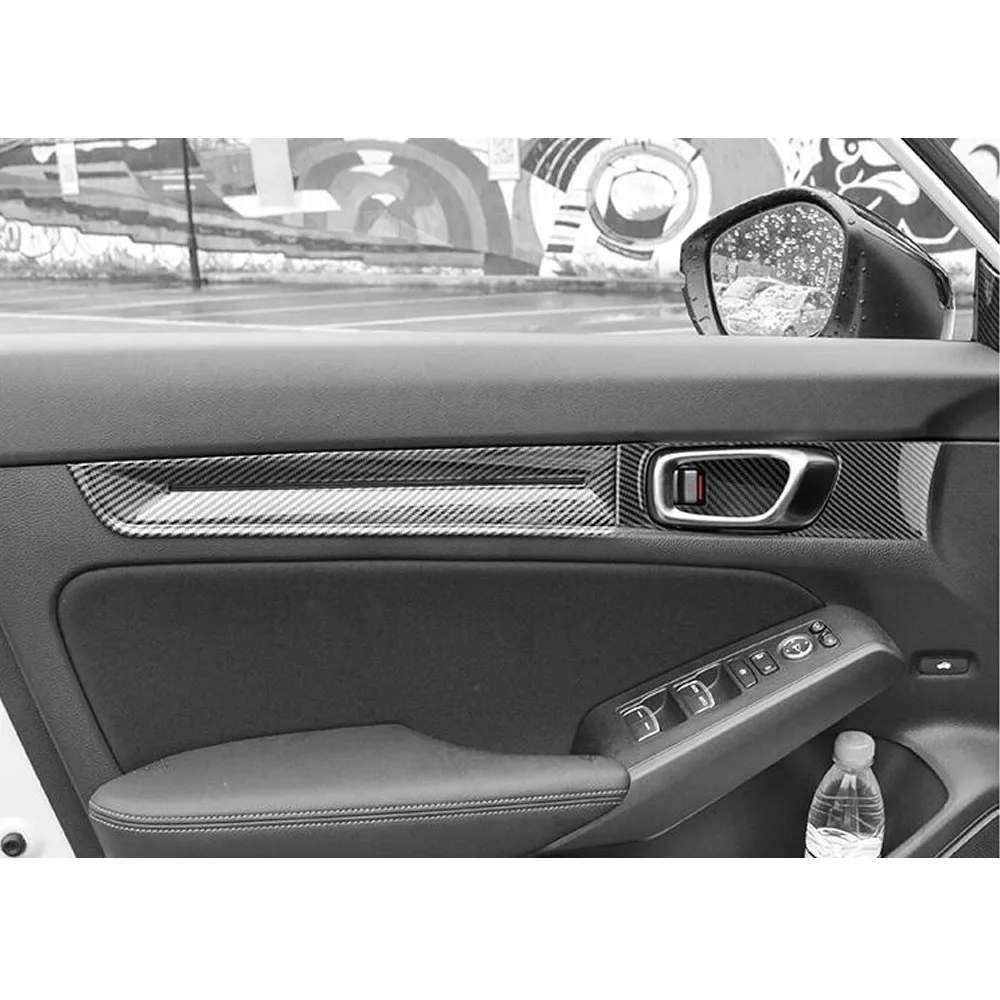 For Honda Civic 11th Gen 2022 2023 2024 Car Armrest Door Window Panel Handle Bowl Trim Cover Handrail Accessories Stickers 4Pcs