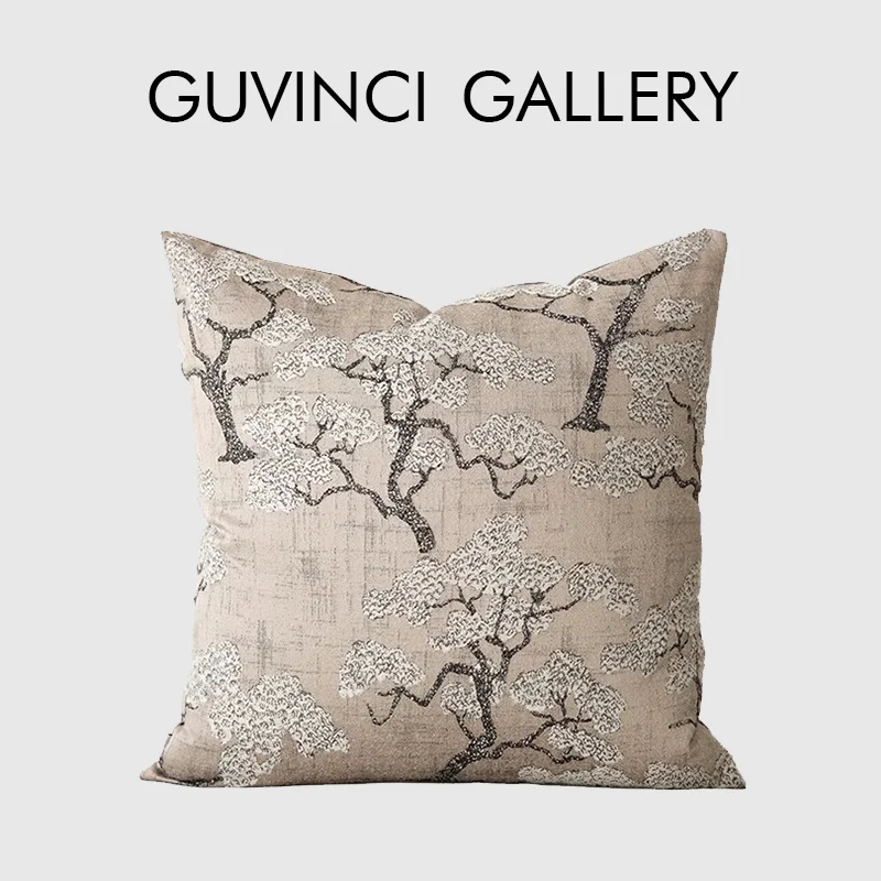 GUVINCI Rustic Brown Tree Branch Jacquard Pillow Cases Majestic Trees Grasscloth Decorative Cushion Cover Fantastic Home Decor