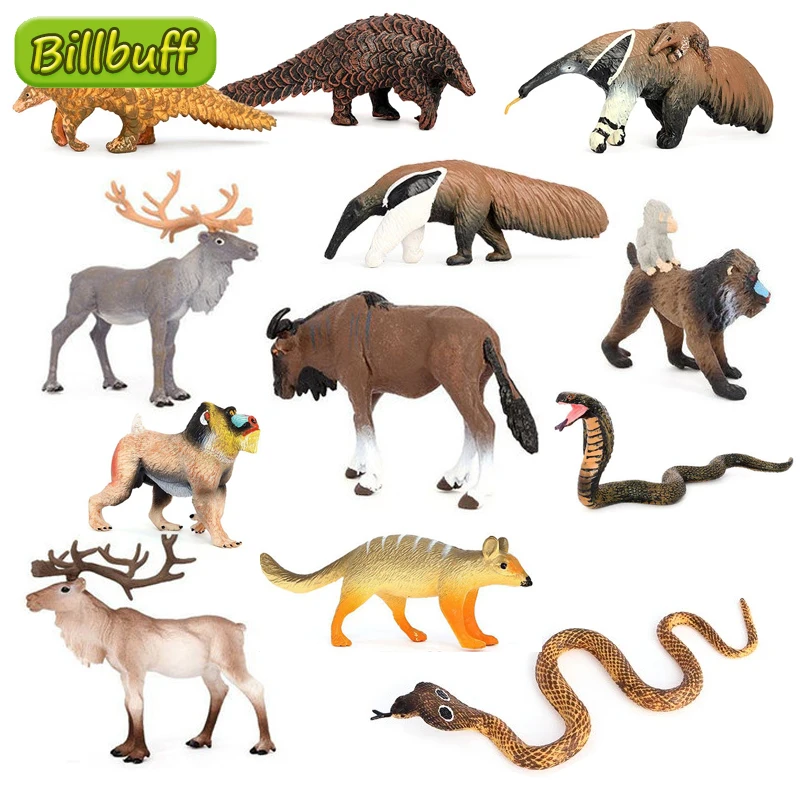 Simulation Animals Christmas Grassland Pangolin Elk Squirrel Anteater Model Figures Figurines Educational Toys for Children Gift