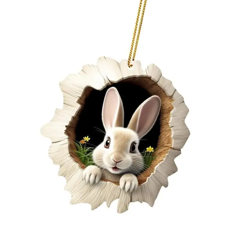 

E8BD Easters Rabbit Hanging Ornament Room Decorations Rabbit Hanging Charm Acrylic Texture Suitable for Homes and Schools
