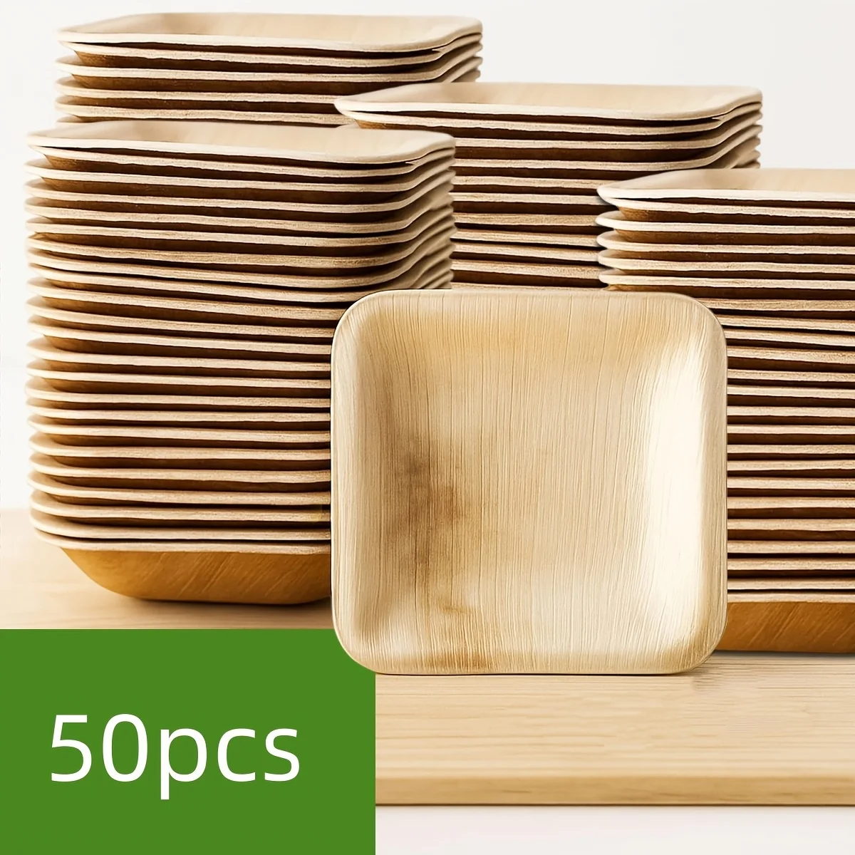Palm Leaf Plates 3.93inch Square (Pack of 50) – Biodegradable Palm Leaf Material, Compostable, Disposable, Eco-Friendly, Heavy-Duty Dessert Plates – Ideal Tableware for Parties, Weddings, Events, and Holiday Celebrations