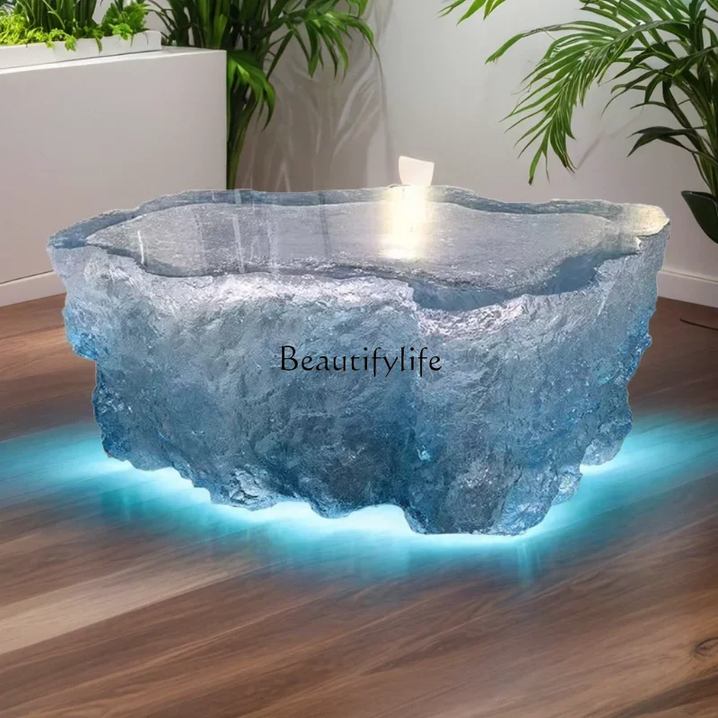 

LXItalian minimalist glacier coffee table living room light luxury square premium tableSSS