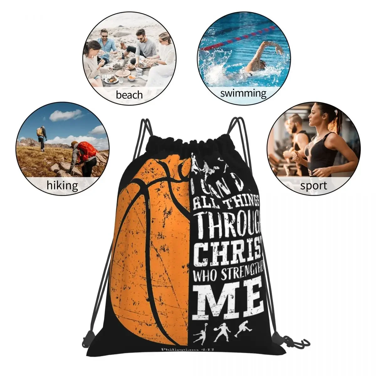 Mochila de baloncesto cristiano I Can Do All Things a través de Cristo Who, bolsa con cordón, paquete de cordón, bolsa deportiva de bolsillo, bolsa de libros