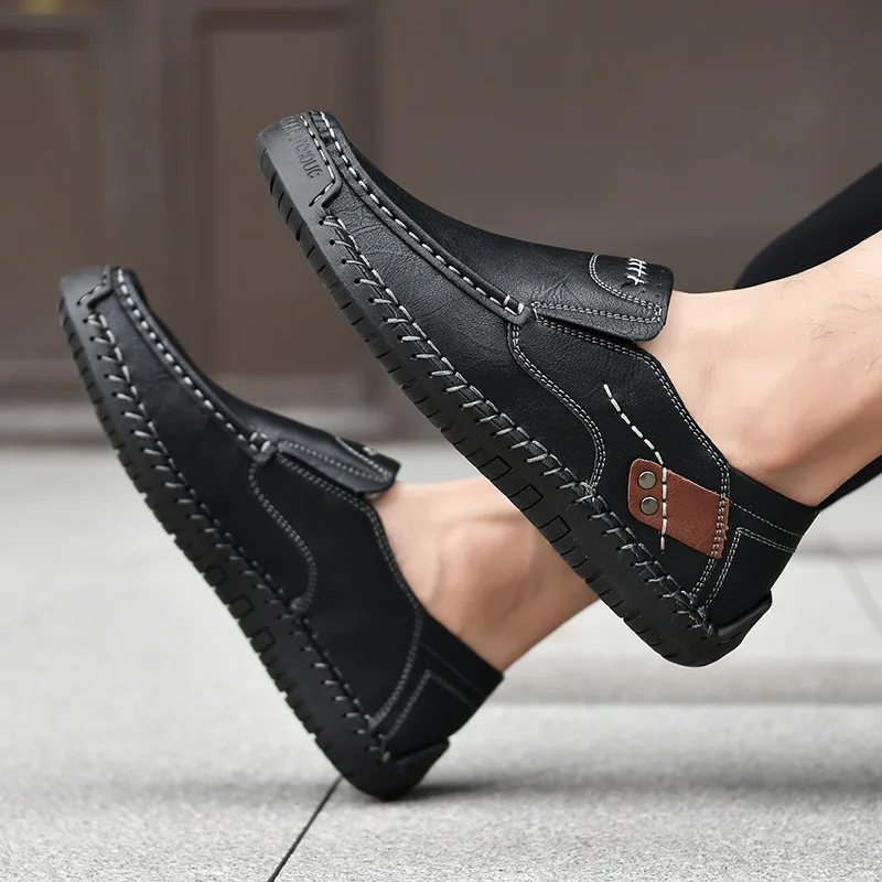 Leather Men Shoes Luxury Trendy 2024 Casual Slip on Formal Loafers Man Moccasins Italian Black Male Driving Shoes Sneakers