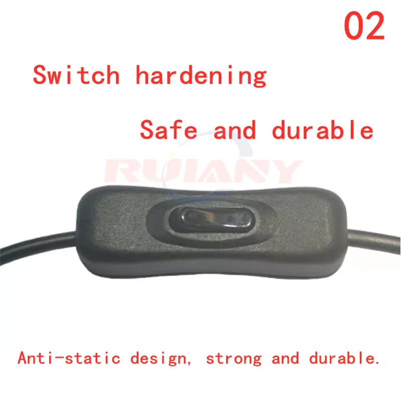 Conector de CC de 5,5x2,1mm, interruptor 304 con cinta de cable, enchufe de CC con conector de cable, Estilo negro