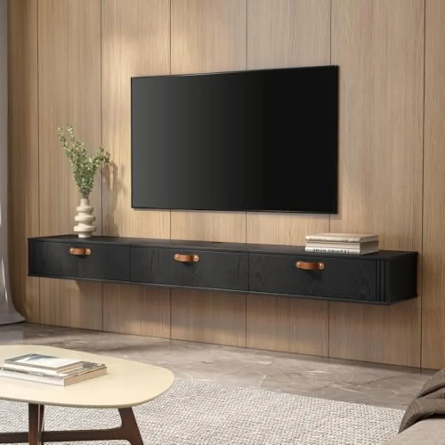 

Floating TV Stand Wall Mounted Wood Media Console Entertainment Center with Cabinet 70 inch Floating TV Shelf for Living Room B
