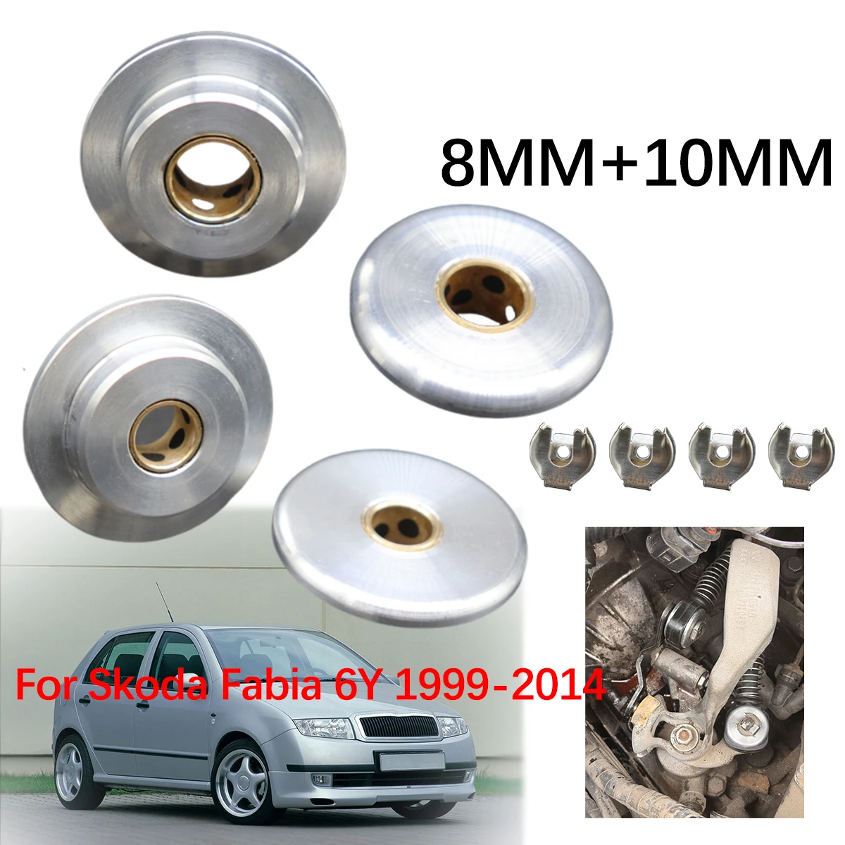 

For Skoda Fabia 6Y 1999-2014 8MM 10MM Manual Gear Shift Cable Linkage Rod Shifter Pivot Bushing W/ Lock Washer Clip Repair Kit