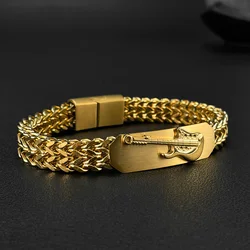 DARHSEN Brand Stainless Steel Men Statement Guitar Bracelets Bangles Trendy Gold Color Boyfriend Party Gift New 2024