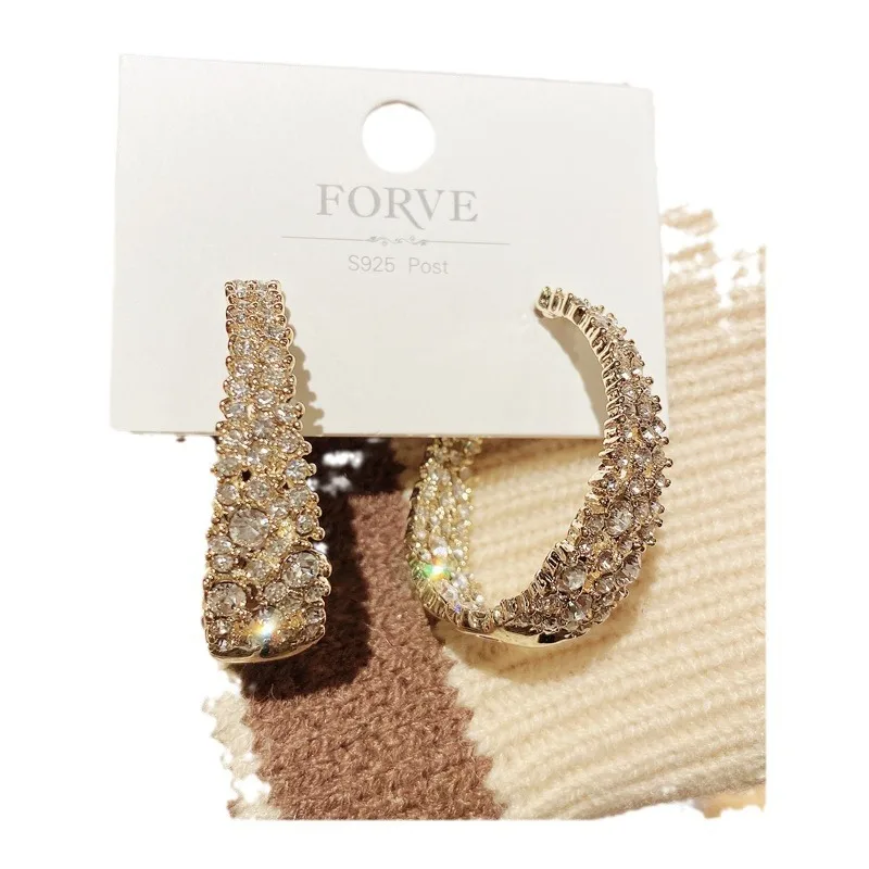 Trendy Kristall C-Förmigen Ohrringe frauen Strass Hochzeit Party Anhänger Ohrringe Mode Koreanischen Schmuck Ohrringe – Detail 3