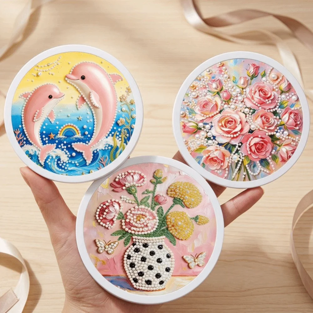Sunflower Round Shape Pearl Painting Flower 15cm DIY Painting Material Pack Hand-Pasted Self-Adhesive Paintings Office