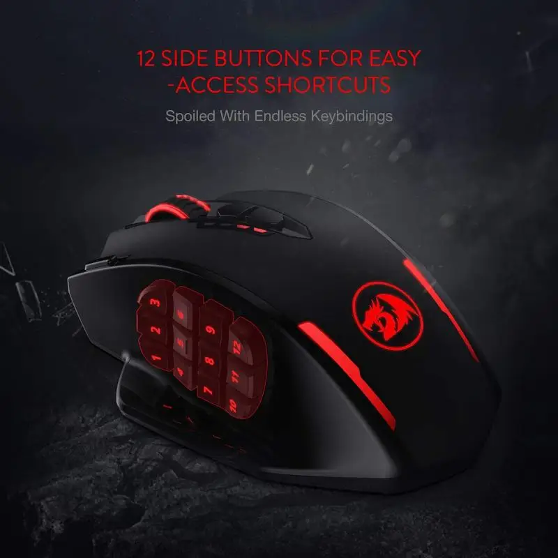 Redragon M913 Gaming 16000 DPI Wired 2.4Ghz Wireless RGB Optical Gamer Mice 16 Programmable Buttons, Black/White Mouse