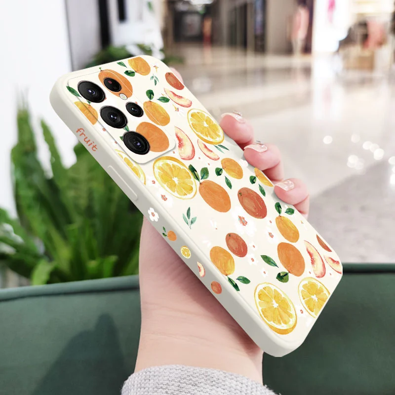 Watercolor Oranges Phone Case For Samsung Galaxy S25 S24 S23 S22 S21 S20 Ultra Plus FE S10 Note 20 ultra 10 9 Plus Cover