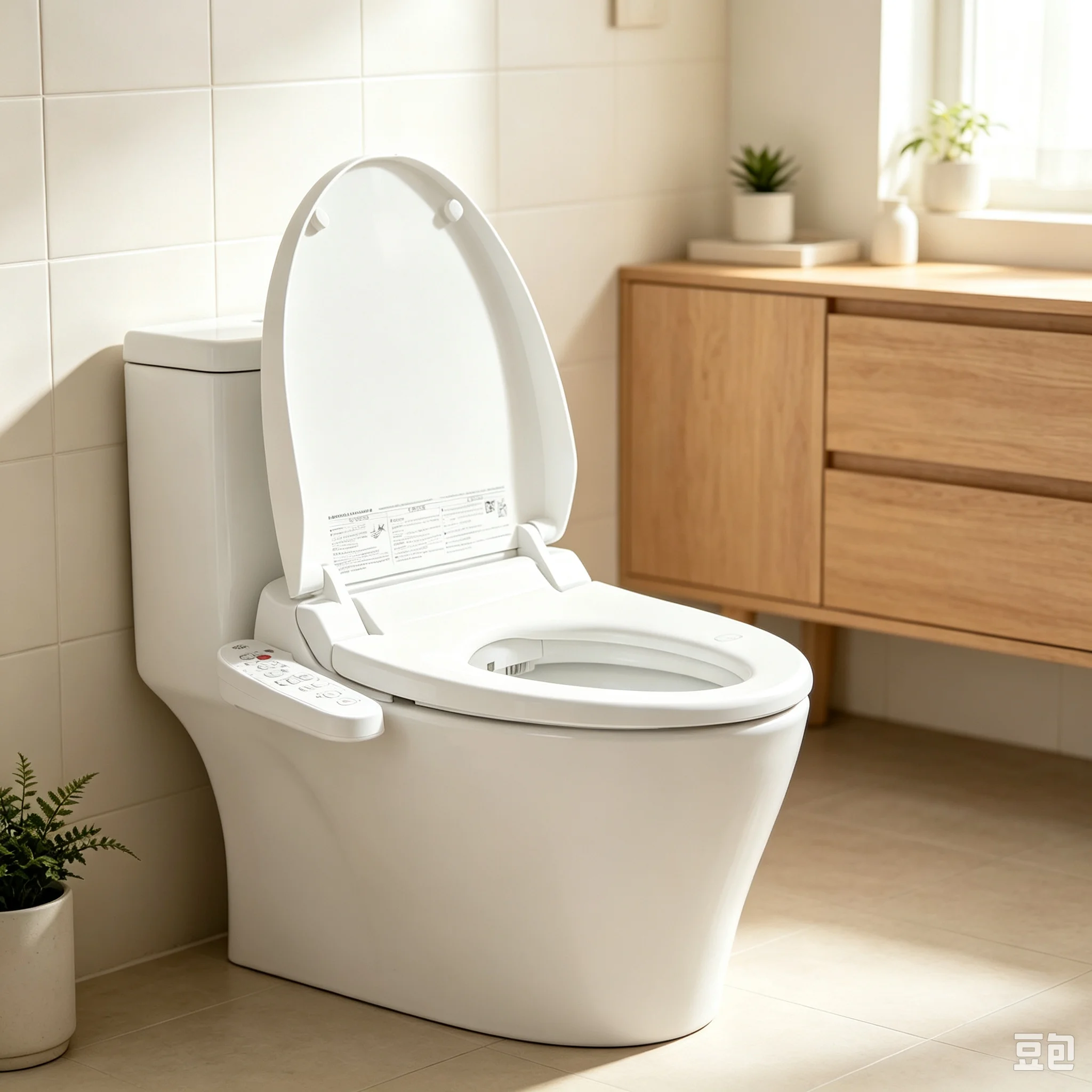 1300W Intelligent Toilet Bidet Seat, Electric Toilet Cover Seat Flushing Toilet Seats Adjustable Water & Seat Temperature 1/2