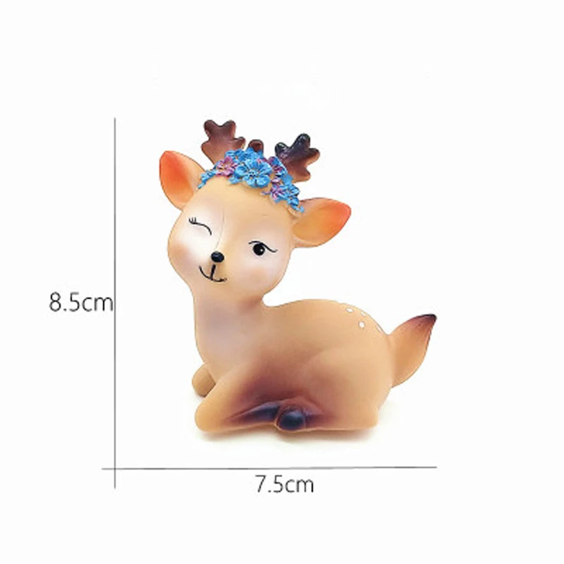 Deer Baby Birthday Cake Topper Acrylic Flowers for Kids Children Girls Little Gifts Cake Decorating Cupcake Animal Toppers