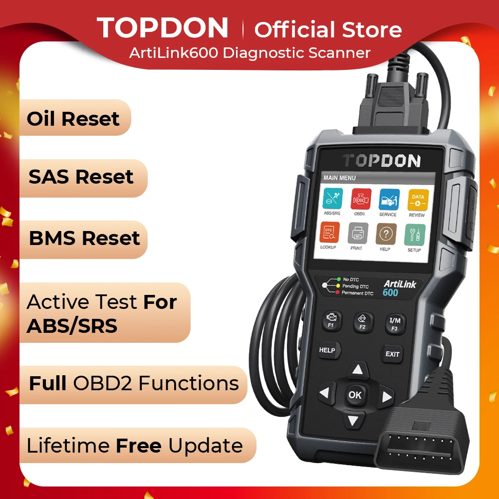 TOPDON AL600 OBD2 Code Reader Scanner For Car Automotive Diagnostic Tool Professional Auto Engine Analyze Scan Tool Free Update