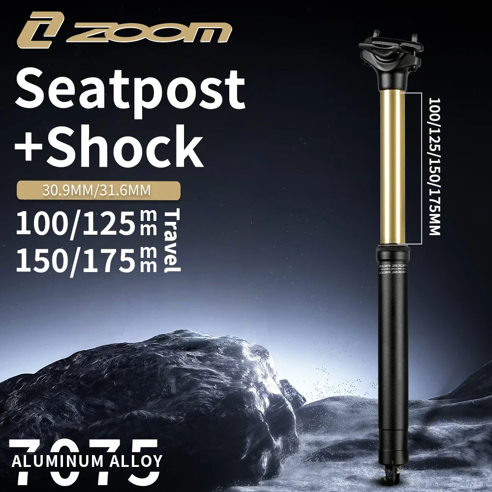 

NEW ZOOM Bicycle Dropper+Shock Seatpost - 31.6/30.9mm Diameter,100/125/150/175mm Travel, 7075 Aluminum,Internal Routing MTB BIKE