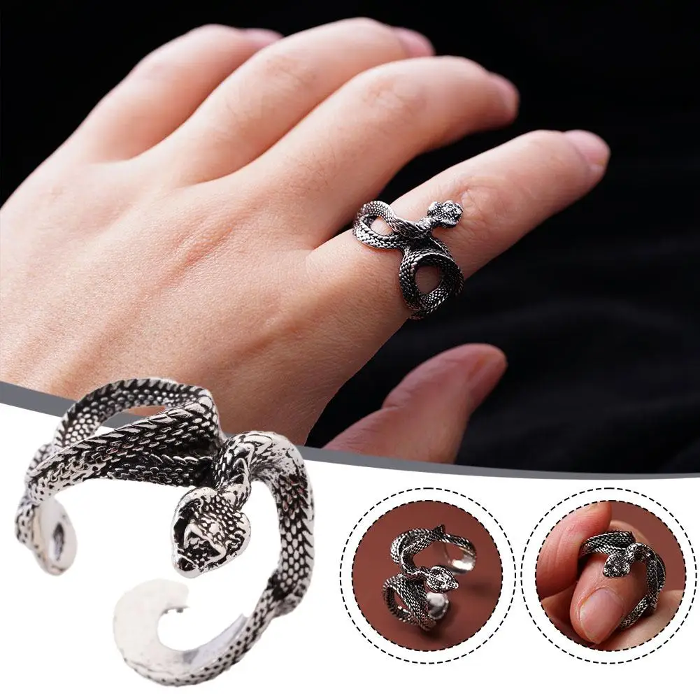 Модные серебряные ювелирные изделия в виде змеи в подарок для женщин и мужчин, эксклюзивный дизайн, серебряный цвет, ретро, Винтажные Ювелирные Изделия