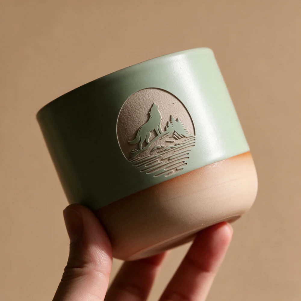 220ml Handleless Ceramic Mug Tree of Life Relief Matte Glaze for Espresso Latte Tea Home Office Gift